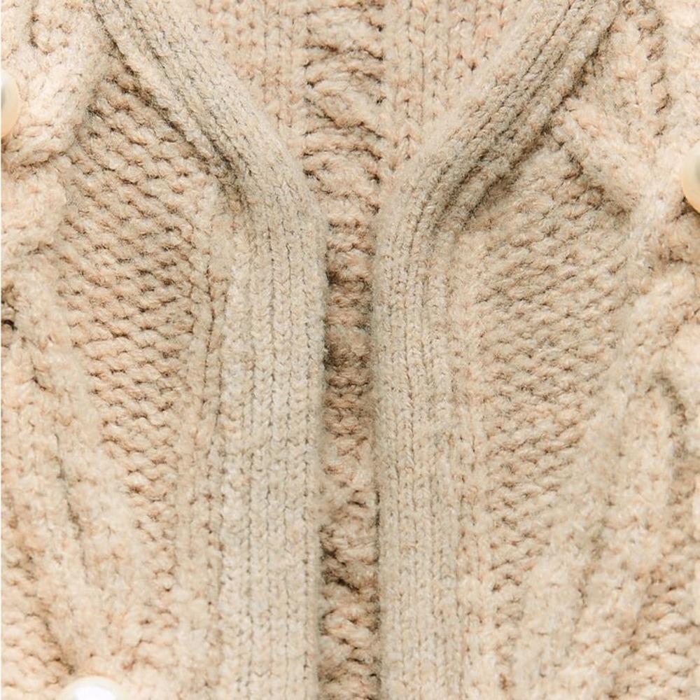 ZARA PEARL CABLE KNIT CARDIGAN - Picture 7 of 8